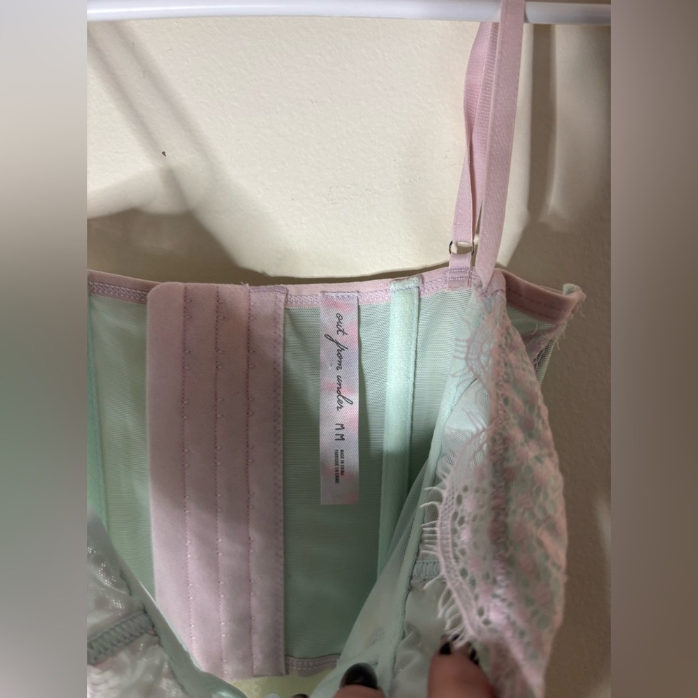 Out From Under Urban Outfitters Modern Love Lace Corset - Mint & Pink - Picture 6 of 6